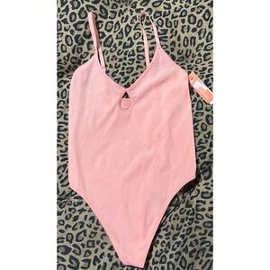 NEW Colsie‎ Pink Ribbed Keyhole Thong Tank Top Bodysuit, Size Medium